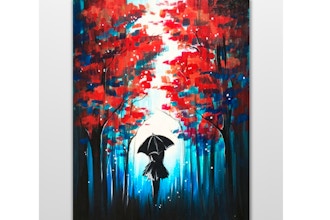 Paint Nite: Red Forest Black Umbrella
